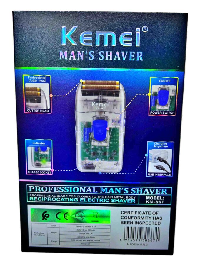 Maquina Shaver Kemei 867 Transparente