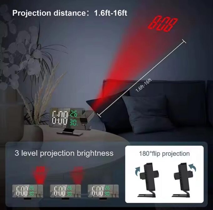 Reloj Proyector Negro DS 3618 LW